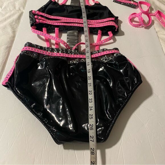 Glamour mature faux leather goth grunge studed Dance costume solo Dirty Diana SA - Picture 10 of 15